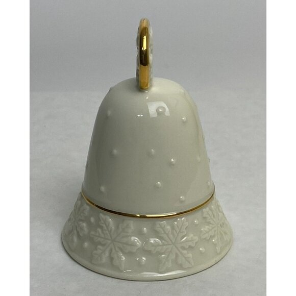 Vintage Lenox Snowflake Bell 3.5" Gold Accents Cream Porcelain Holiday Decor - Picture 6 of 9